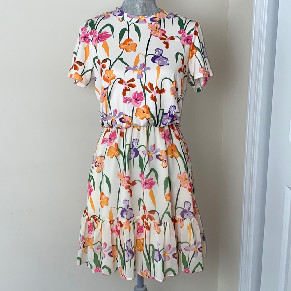 Fairy Core Colorful Blooms Floral Chiffon Skirt Mini Dress Size Small - Picture 4 of 12